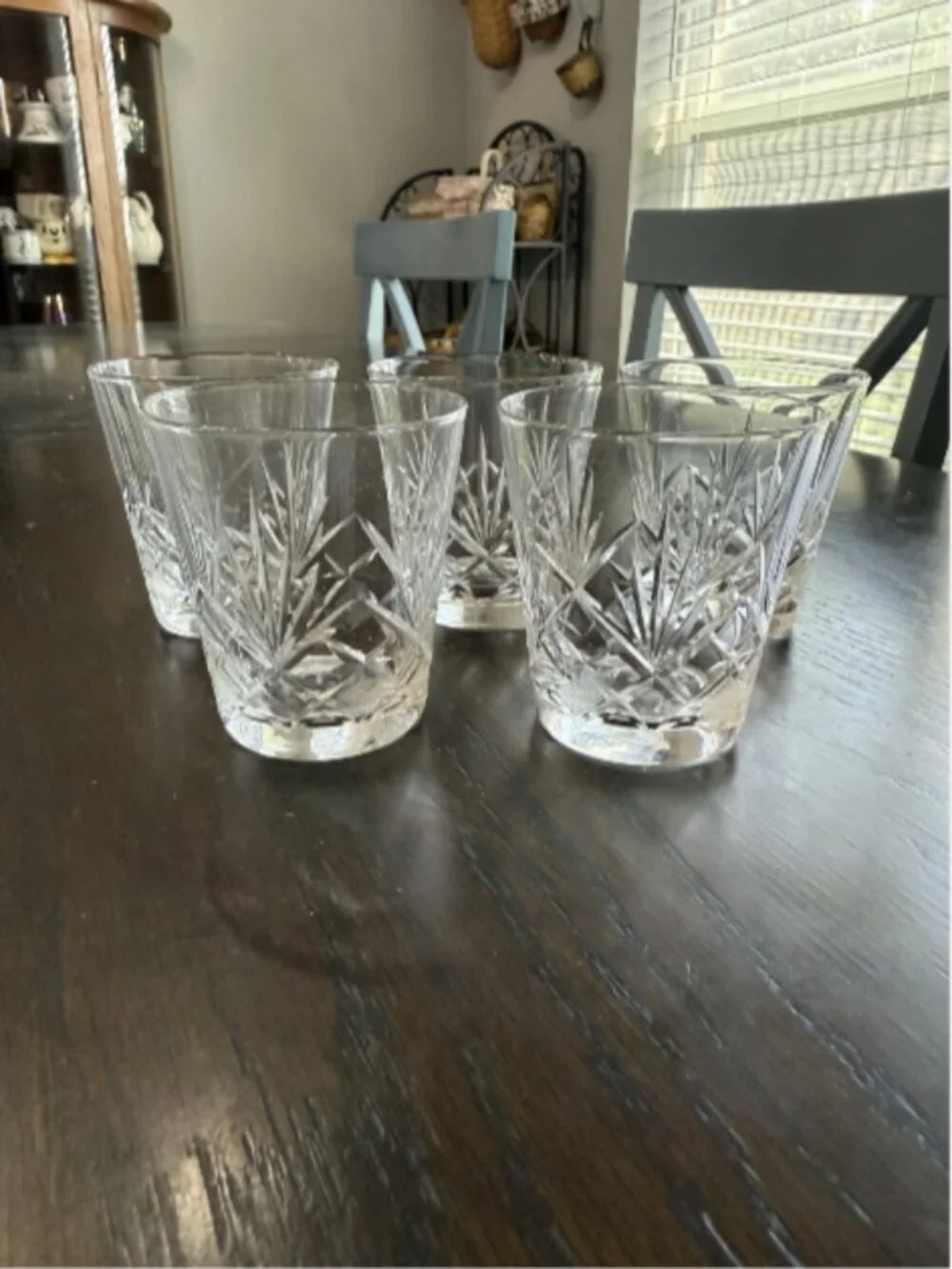 Vintage Small Cut Glass Whiskey Tumblers 3” Set Of 5